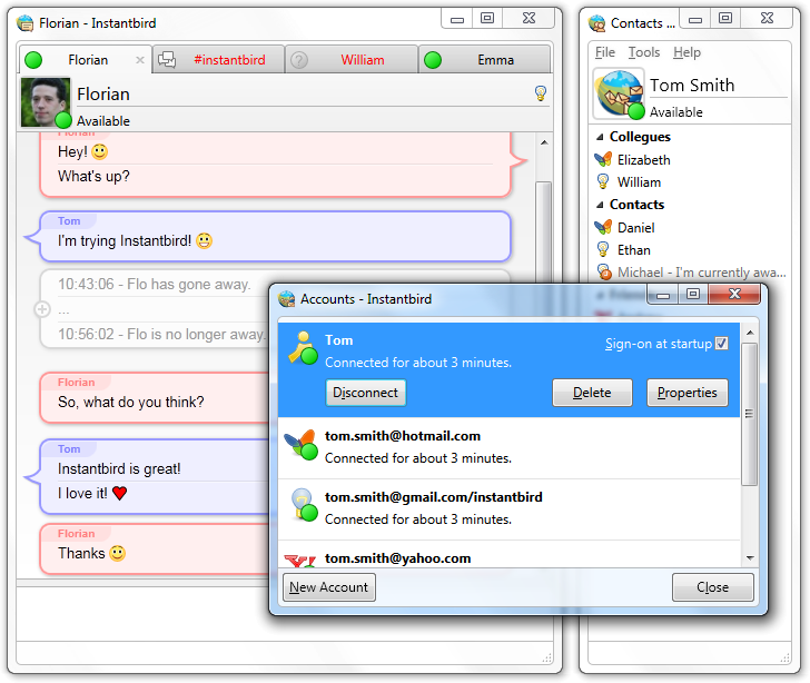 Instantbird 1.0 screenshot on Windows 7