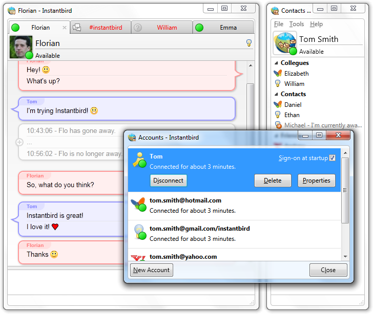 Instantbird 1.0 - copie d'cran sur Windows 7